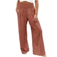 thumbnail image 2 of Linen Palazzo Pants for Women High Waist Tummy Control Wide Leg Pant Summer Flowy Loose Pull On Lounge Trousers 2026, S, 2 of 5