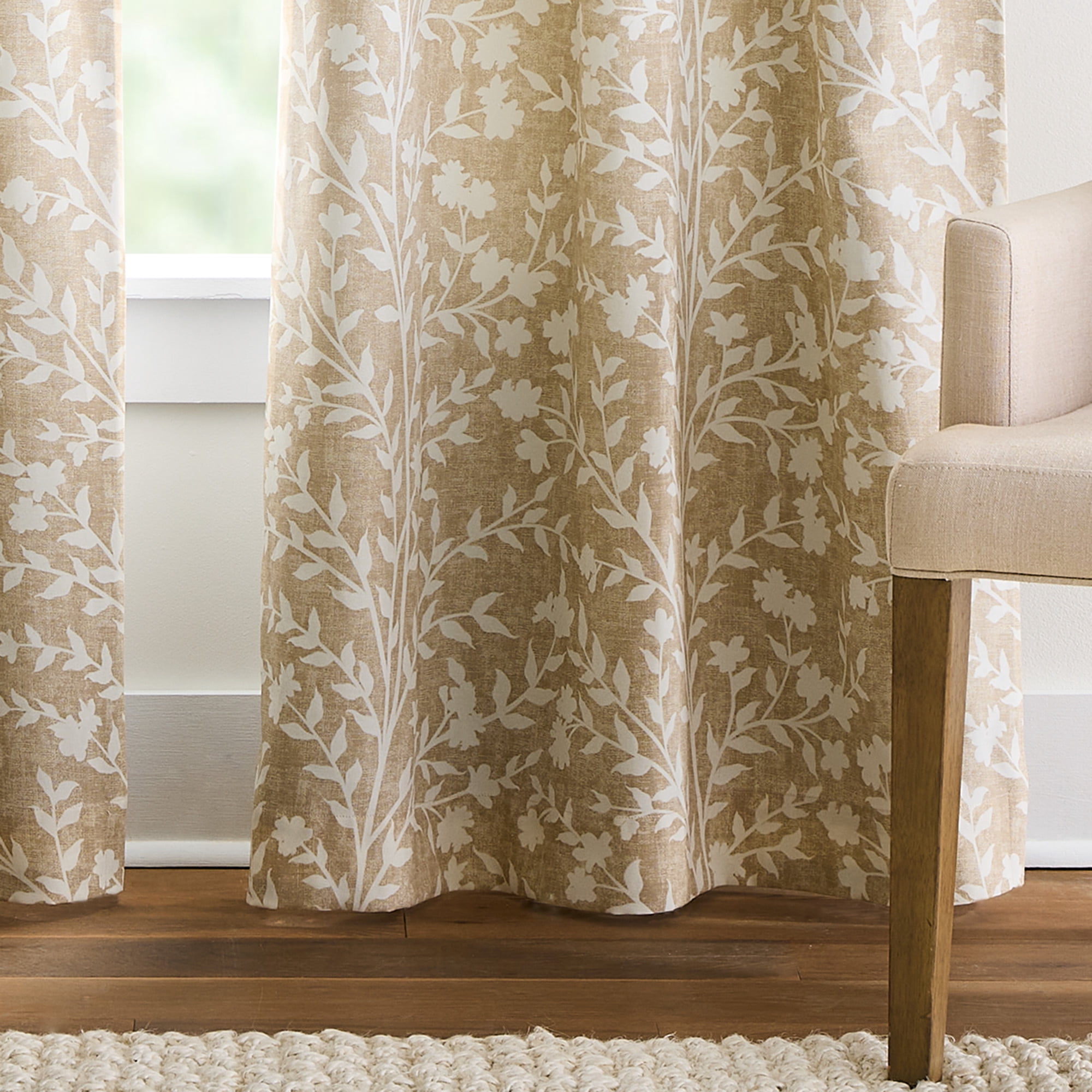Martha Stewart Amelia Curtain Panel Pair, Linen, Back Tab, Blackout, Indoor, Adult, 2 Piece Set, 37" x 95"