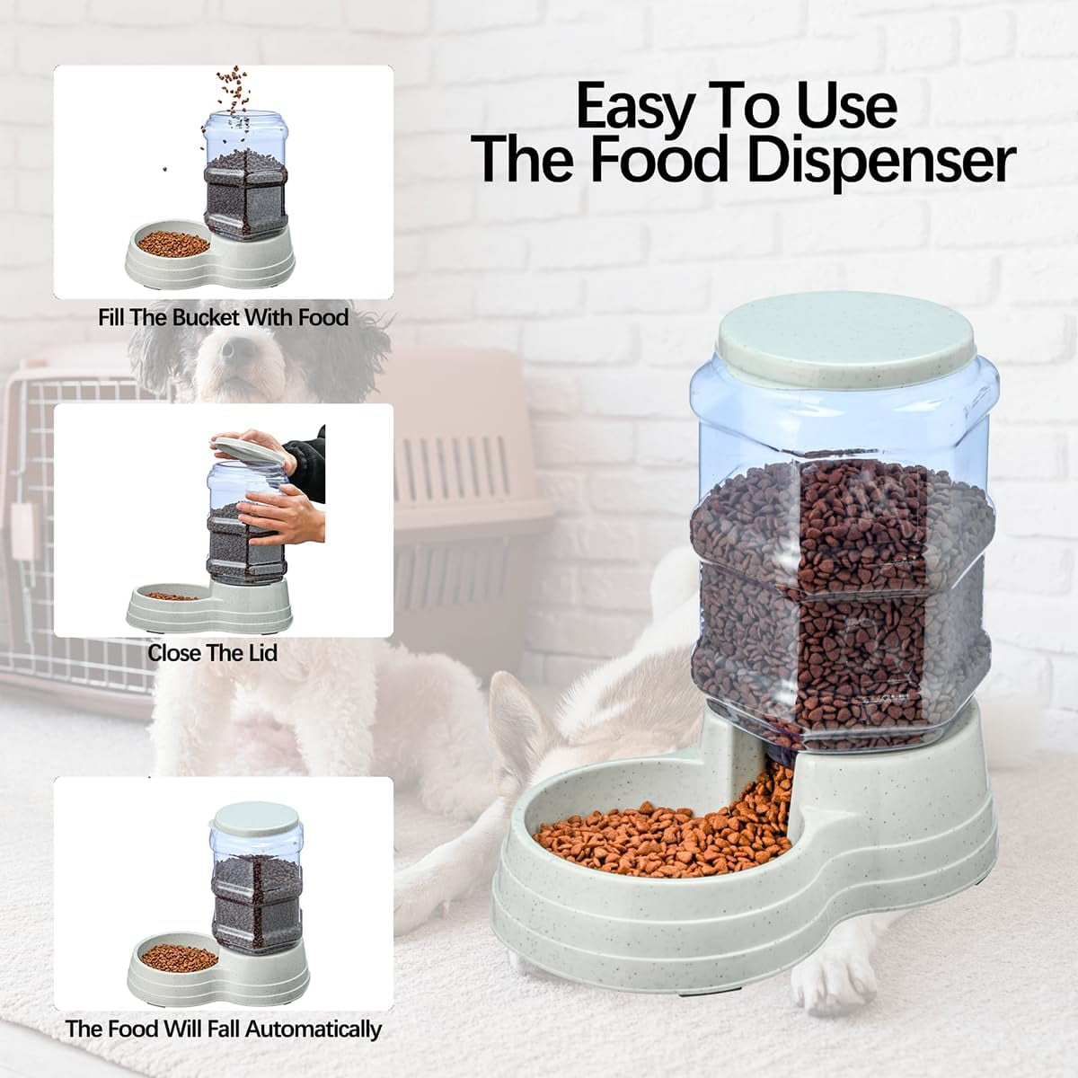 2 Pack 6L Automatic Gravity Pet Feeder and Water Dispenser Set, Large Capacity Automatic Dog Feeder and Dog Water Dispenser for Small Medium Dog Pets Puppy Kitten