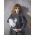 thumbnail image 3 of Olga Boznanska 15x18 Black Modern Framed Museum Art Print Titled - Girl with Chrysanthemums (1894), 3 of 5