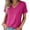 Hot Pink, variant on Women's Cotton Blend V-Neck Short Sleeve Casual Top Relaxed Fit Everyday Tee for Daily Wear and Office Outings