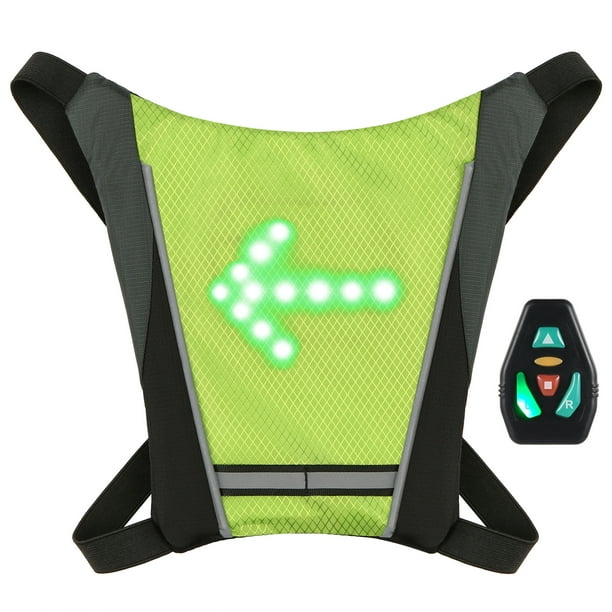 Clip de mochila Paquete de bicicleta con señal de giro LED, mochila reflectante recargable por USB, clip de sujeción con control remoto, mochila LED con indicador de dirección, bolsa de luz de segurid Maboto Clip de mochila