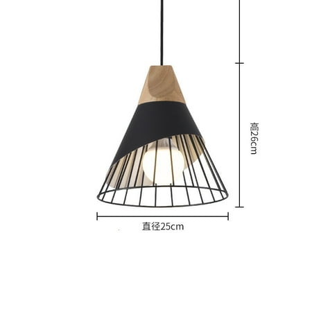 

Dining Room Living Room Bedroom Study Wood Cone Horn Iron Chandelier D25cm black black Led threecolor light