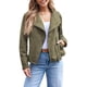 thumbnail image 2 of Chaquetas de Piel Sintética para Mujer, Estilo Ante, Ideales para Otoño e Invierno. Abrigo Corto Abierto por Delante. Verde XL, 2 of 8