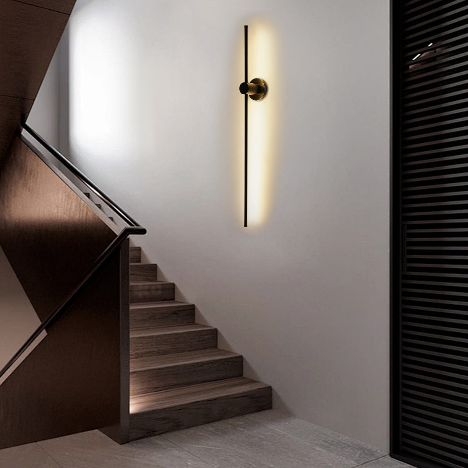 1PCS 20W Modern LED Wall Sconce Lighting, Bathroom Sconces Black Wall Lamp Led Linear Wall Light 1M Long Strip Wall Lamp for Bedroom Living Room Hotel 3000K