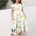 thumbnail image 5 of LEWKW Little Girl's Casual Sundress Butterfly Graphic Print Ruffle Sleeve Soft Boho Swing Outfit for Spring Nature Trip and School Play, 5 of 5