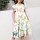 thumbnail image 1 of Odeerbi 6-15 Años Niñas Vestido de Pascua de Línea A Manga de Ruffle Conejo Estampado Floral Vestido En Capas Vestido de Fiesta de Vacaciones de Verano, 1 of 5