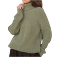 thumbnail image 2 of Zedker Casual Women'S High Neck Long Sleeve Thermal Pullover Knitted Sweaters,Comfortable Loose Elastic Cuffs Fall Outfits,Green,Free Size, 2 of 9