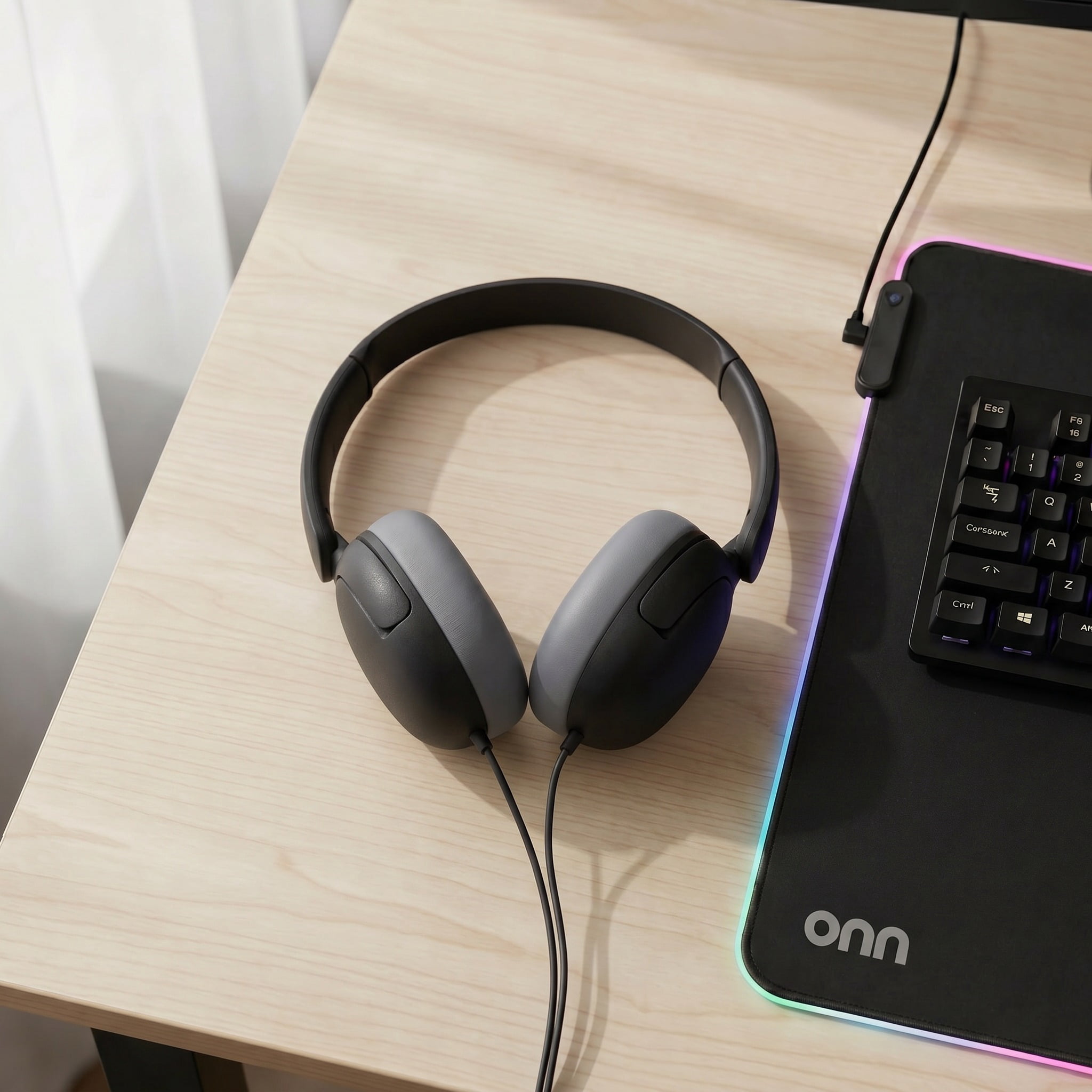 onn On-Ear Headphones with 3.5 mm Connector, Black