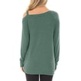 thumbnail image 4 of Mujer Casual Manga Larga Túnica Tops Un Solo Hombro Color Sólido Camiseta para Fiesta Compras Ocio Viajes Verde M, 4 of 6