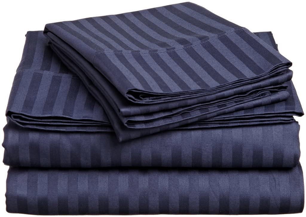 Details about   Extra Deep Pocket 4 Piece Bed Sheet Set 1000 TC 100% Cotton Navy Blue Stripe 