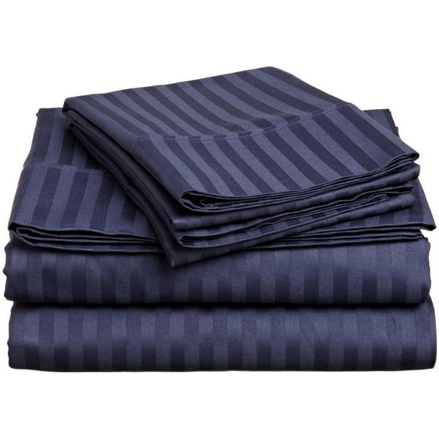 500 Thread Count 4 Piece Quality Sheet Set 12 Inch Deep Pocket 100% Egyptian Cotton Stripe Pattern