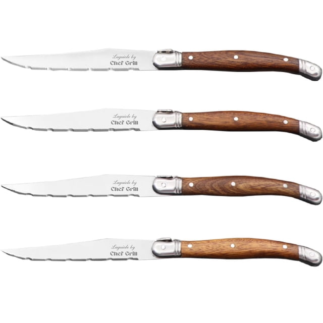 Cuchillos para Carne Laguiole LaguioleWoodLight 4pzas 23 cm Madera Café Claro Acero Inoxidable Cuchillo para carne.