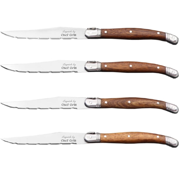Cuchillos para Carne Laguiole LaguioleWoodLight 4pzas 23 cm Madera Café Claro Acero Inoxidable Cuchillo para carne.