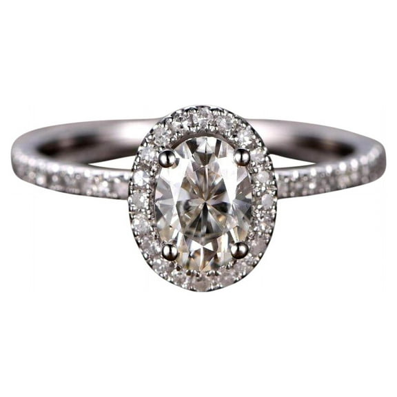Oval Cut 1.25 ct Halo Man made diamond moissanite Engagement Ring with 18k Gold Plating