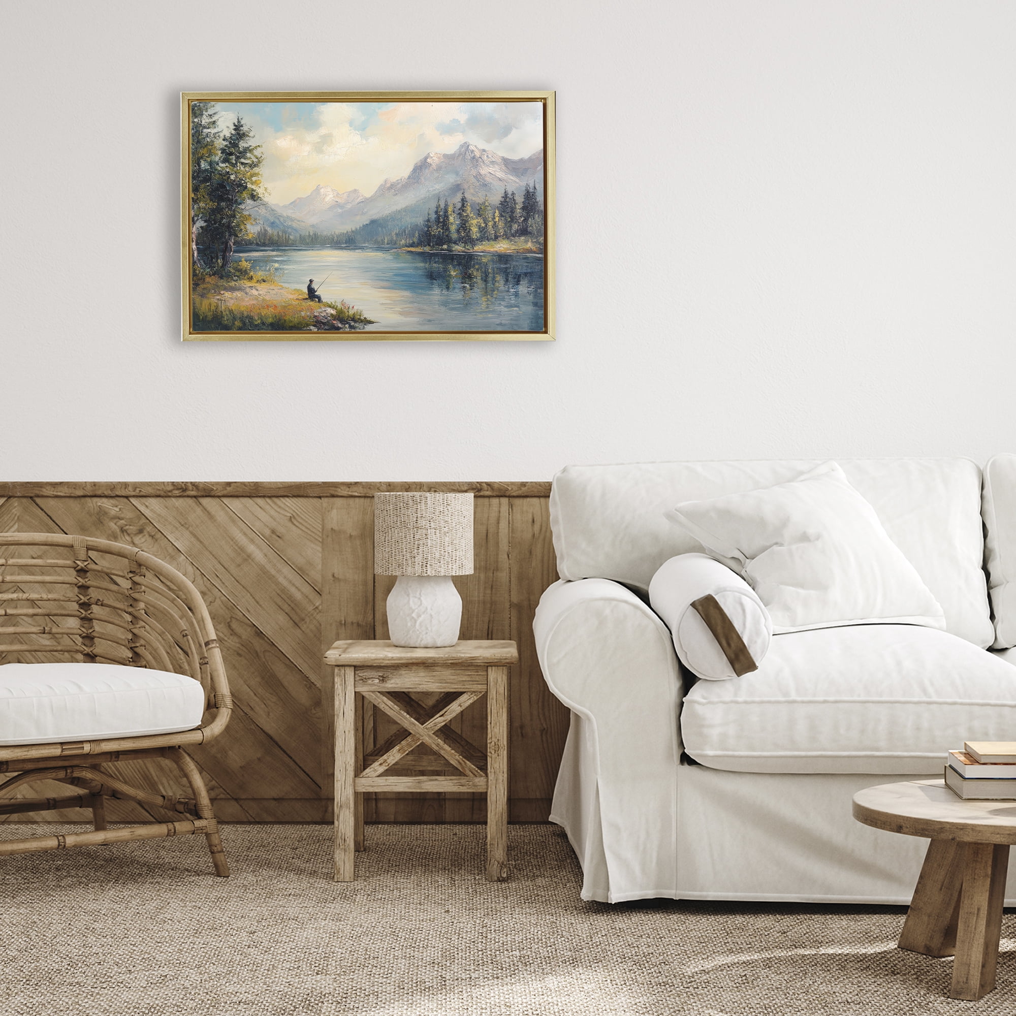 Stupell Industries Secret Fishing Spot Gold Framed Floater Canvas Wall Art, design by Petal Prints Design