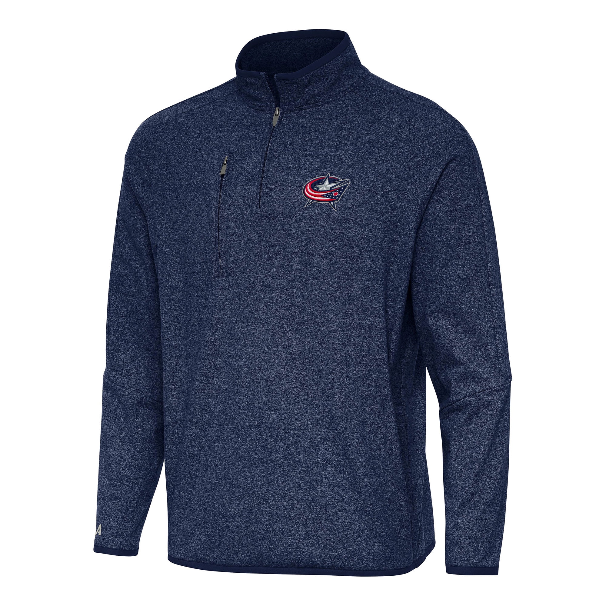 Men's Antigua Heather Navy Columbus Blue Jackets Certain Quarter-Zip Tri-Blend Sweatshirt