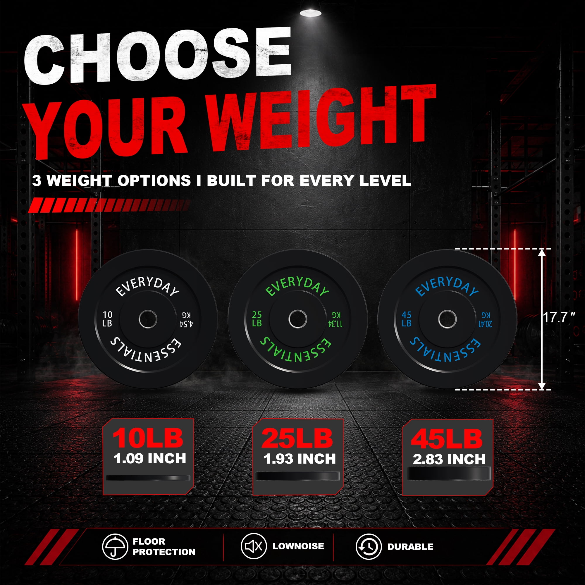 INTRTLOCKINGING TILES 160 LB Bumper Plates, 2-Inch Olympic Black Rubber Weight Set for Home Workouts, Weightlifting and Strength Training