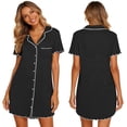 thumbnail image 3 of yillto Women Nightshirts Buttons down Nightgown Short Sleeve V Neck Sleepwear Pajamas Dress with Pockets, 3 of 7