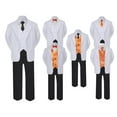 thumbnail image 1 of 5-7pc Formal Black White Suit Set Orange Bow Long Tie Vest Boy Baby Infant Sm-20 Teen, 1 of 3