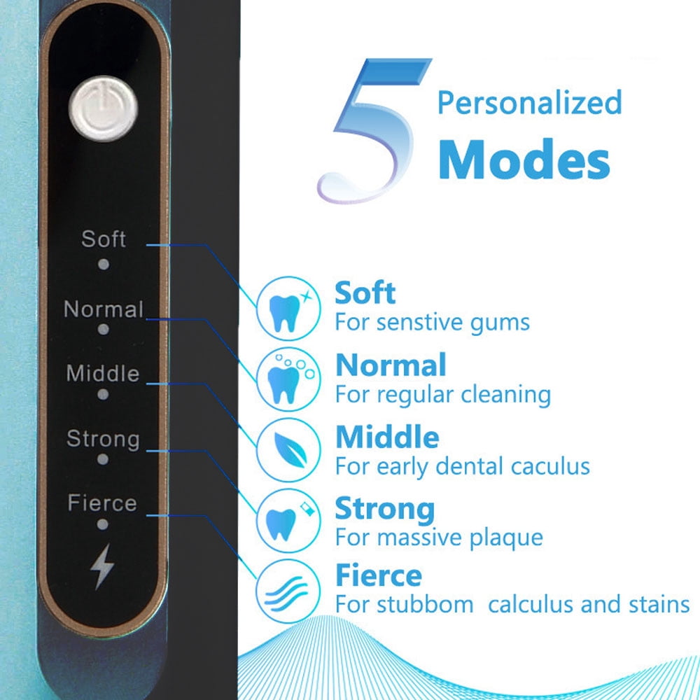Seven-in-one true ultrasonic dental cleaner, with 5-speed function, made of ABS and PC - green