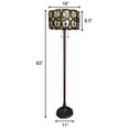 thumbnail image 3 of 63" Beige Two Light Torchiere Floor Lamp With Red And White Flowers Glass Drum Shade, 3 of 8