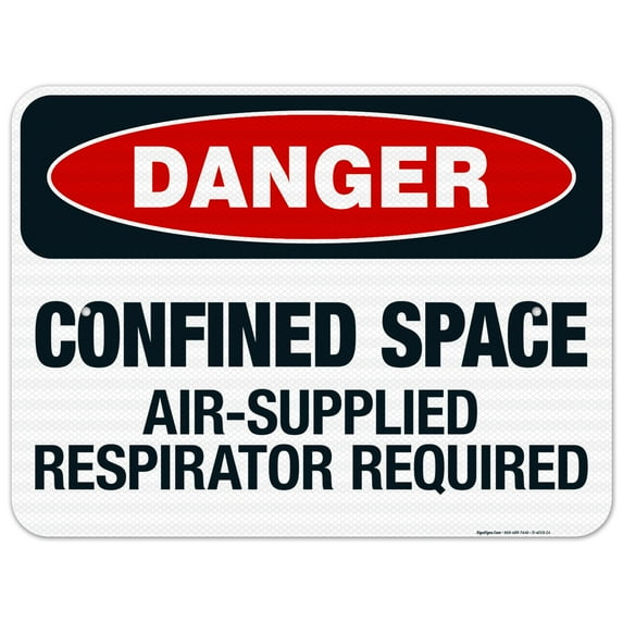Danger Confined Space Air-Supplied Respirator Required Sign, OSHA Danger Sign, 18x24 Reflective Aluminum EGP