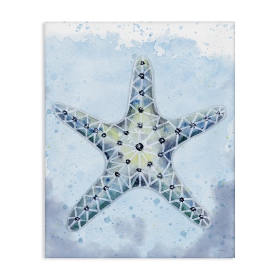 Stupell Industries Stained Glass Starfish Nautical & Beach Painting Wrapped Canvas Art Print Wall Art, 36 x 48