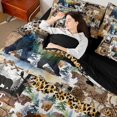 thumbnail image 3 of Castle Fairy Watercolor Bear 7-Piece Twin Bedding,Vintage Leopard Print Bedding Comforter Set,Sepia Orange Cream,Black Reversible, 3 of 7