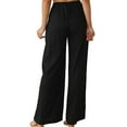 thumbnail image 1 of TINZ Casual Linen Pants for Women plus Size Loose Pants for Women Elastic Waist Casual Womens Pants Straight Leg Womens Casual Pants Drawstring Pants for Women Work Casual Long Women Casual Pants Long, 1 of 9