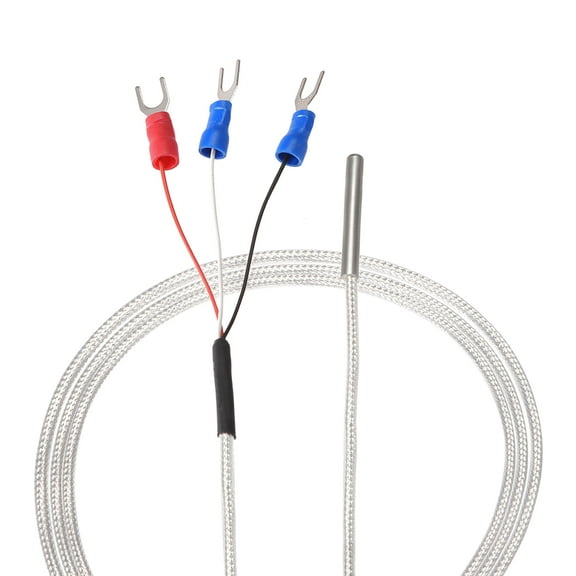 PT100 Temperature Sensor Probe 3 Wire Cable Thermocouple Stainless Steel 100cm(3.3ft) (Temperature Rang: -20~420°C)