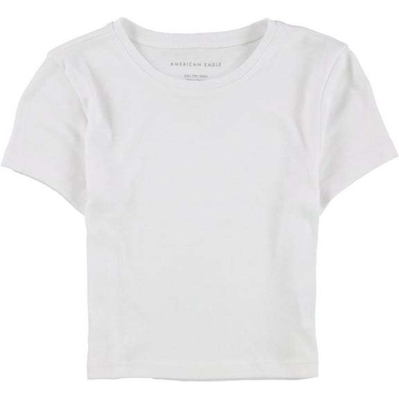 American Eagle Womens Solid Basic T-Shirt, White, XX-Small
