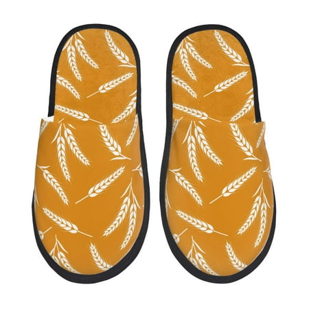 Balery Autumn Orange Wheat Slient Indoor Furry Fleece Comfort House Shoes Soft Non-Slip Home Shoes Cotton slippers House Slippers-- Medium