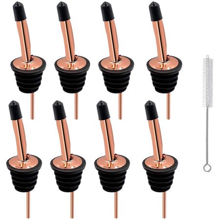

8 Pack Stainless Steel Bottle Pourers with Clean Brush for Bars