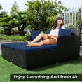 thumbnail image 5 of Costway Outdoor Patio Rattan Daybed Pillows Cushioned Sofa Furniture Navy, 5 of 12