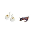 thumbnail image 5 of 3 Pieces Swan Bull Animal Sculptures Modern Ceramic Resin Artistic Tabletop Decor for Home Office Shelf, 5 of 8