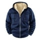 thumbnail image 2 of Dolkfu Sudadera con capucha forrada para hombres, chaqueta sherpa de color sólido con capucha, abrigo a prueba de viento para hombres en invierno. M, 2 of 4