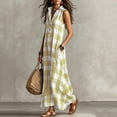 thumbnail image 4 of Achuyrbd Women's Plaid Button Front Sleeveless Dress, Collared Long Maxi Shirt Dress with Pockets, Loose Fit Summer Vacation Outfit, S-2XL, 4 of 7