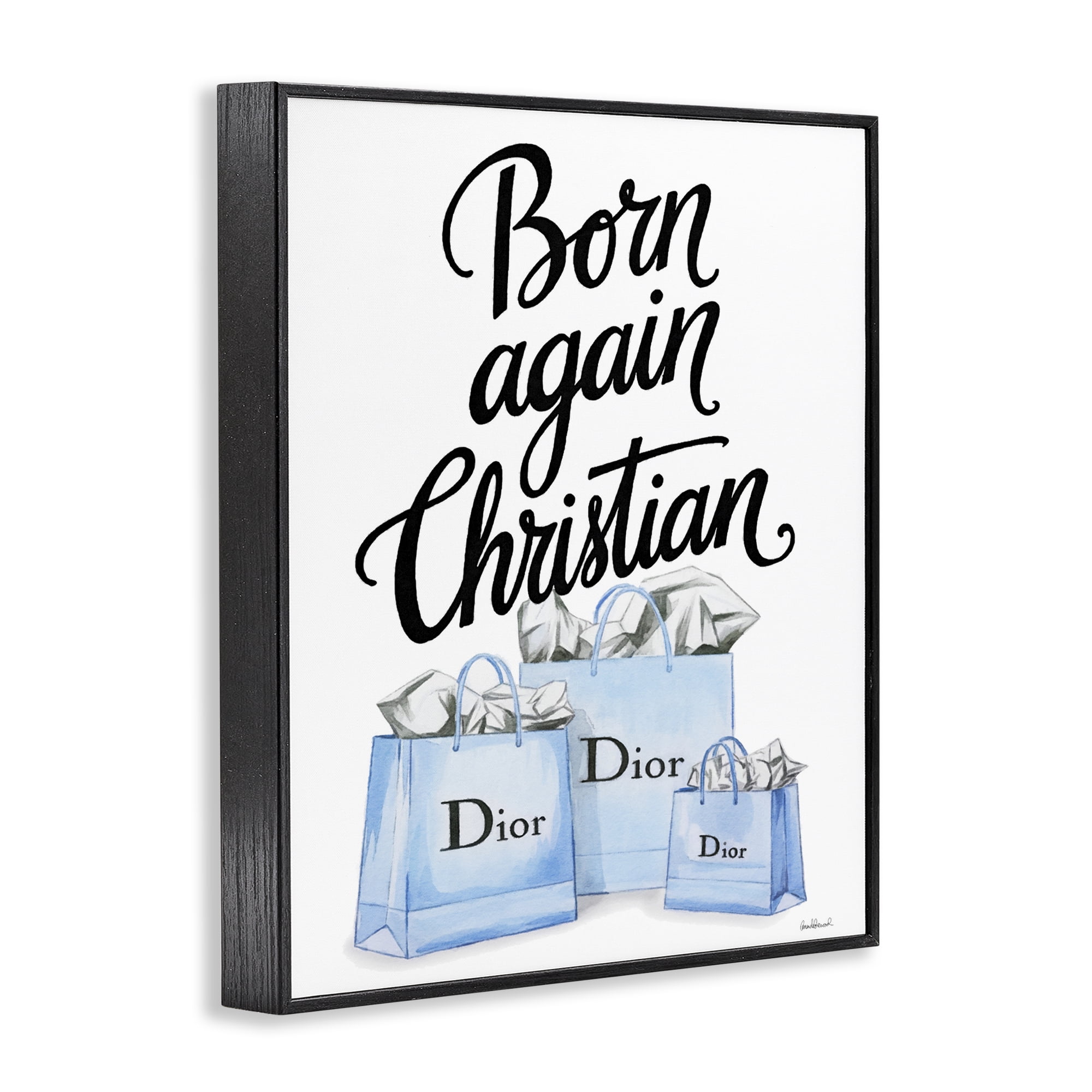 Glam Bags Born Again Christian Black Framed Giclee Art, design by Amanda Greenwood