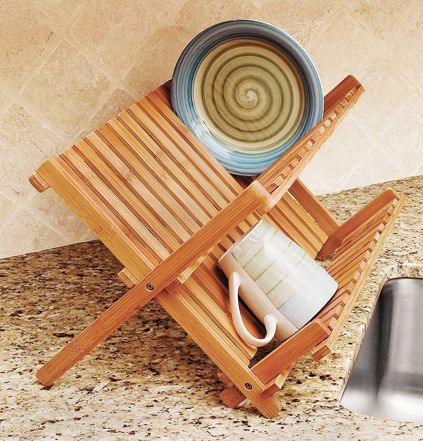 Bamboo Folding Dish Rack