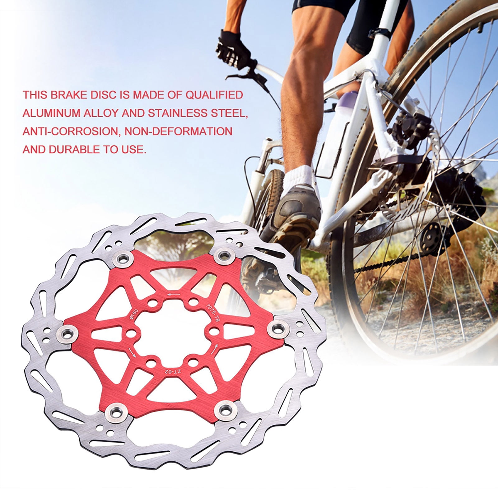 とっと。 ZTTO 160mm 6-Bolt Mountain Bike Floating Brake Disc - Red