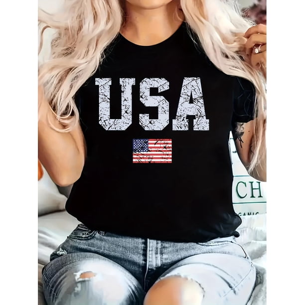 Vintage-Inspired Geometric Print T-Shirt for Women - Casual Crew Neck, Short Sleeve, 100% Polyester, Machine Washable - Perfect for Summer, Round Neck, Casual