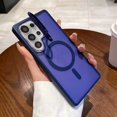 thumbnail image 4 of for Samsung Galaxy S25 Ultra Case, [Compatible with MagSafe] Built in Kickstand Shockproof Frosted Clear Soft Gel Cover Magnetic Metal Stand Phone Case for Men for S25 Ultra 6.9", Navy Blue, 4 of 6