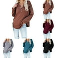 thumbnail image 3 of PENGXIANG Women‘s Solid Color Long Sleeve Button Open Neck Pullover T-Shirt, 3 of 6