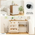 thumbnail image 5 of Topbuy Sewing Machine Table with Charging Station Folding Sewing Cabinet w/Lockable Casters White & Natural, 5 of 10