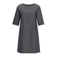 thumbnail image 4 of JUNWELL Caftan Ample Robe Longue pour Femmes Grande Taille Robe en Lin Été Décontractée Sans Manches Col Ras du Cou Poches Robe Maxi, 4 of 6