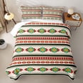 thumbnail image 2 of jejeloiu Festive Aztec Twin Quilt Set For Men Women,Traditional Print Twin Coverlet Set,Red Green,2pcs, 2 of 7