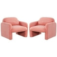 thumbnail image 1 of Gymax 2PCS Modern Accent Chair Sherpa Fabric Upholstered Armchair w/ Waist Pillow Pink, 1 of 10