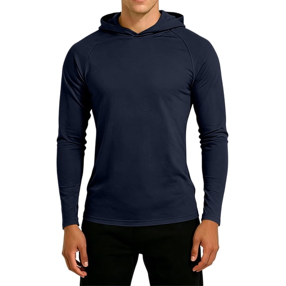 Guluxicc Men's Gym Hoodies Athletic Long Sleeve Hooded Shirts Summer Casual Outfits for Everyday Running Workout