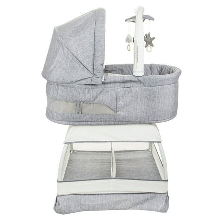 TruBliss Sweetli Nurture Bassinet Crib Sleeper with Temperature Monitor and Feeding Reminder, Grey Melange